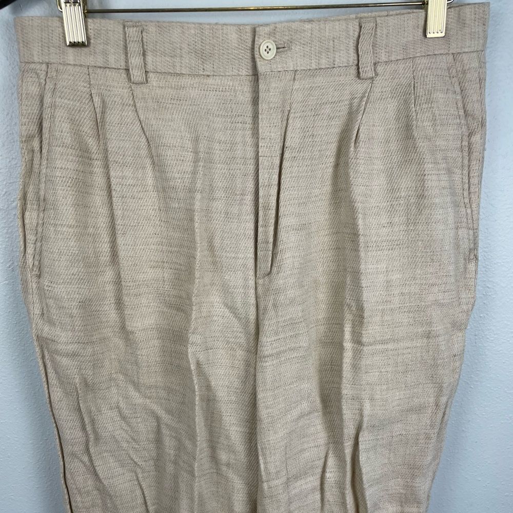 Claiborne Men's Tan Linen Blend Pants Size 32W 32L EUC - Picture 2 of 6